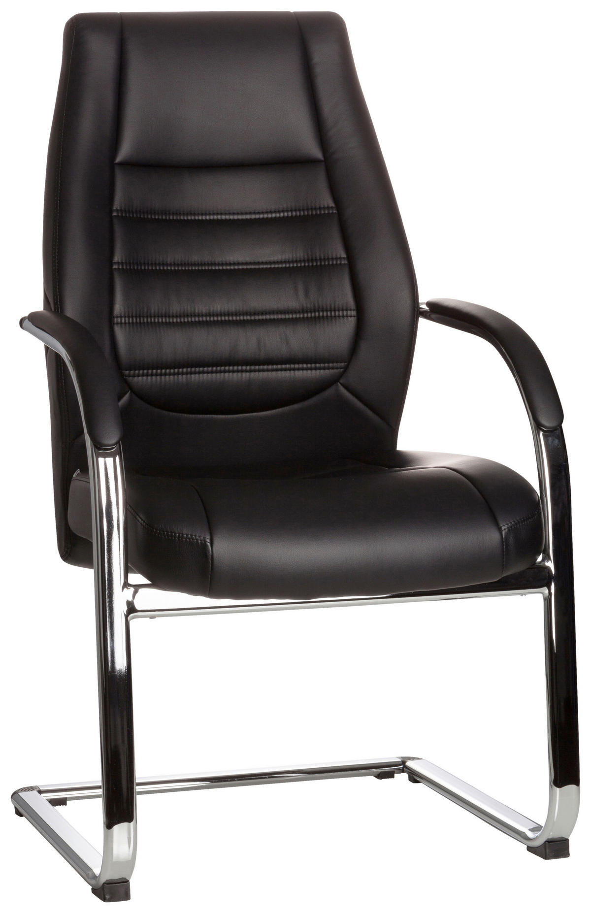 BESUCHERSTUHL  in Lederlook Schwarz  - Silberfarben/Schwarz, Basics, Textil/Metall (58/107/59cm) - MID.YOU