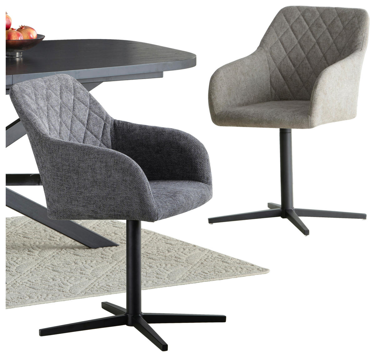 ARMLEHNSTUHL  in Eisen Leinenoptik  - Taupe/Schwarz, MODERN, Holz/Textil (54/84/61cm) - Livetastic
