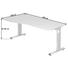 SCHREIBTISCH Eichefarben - Eichefarben/Silberfarben, KONVENTIONELL, Metall (180/65-85/100cm)