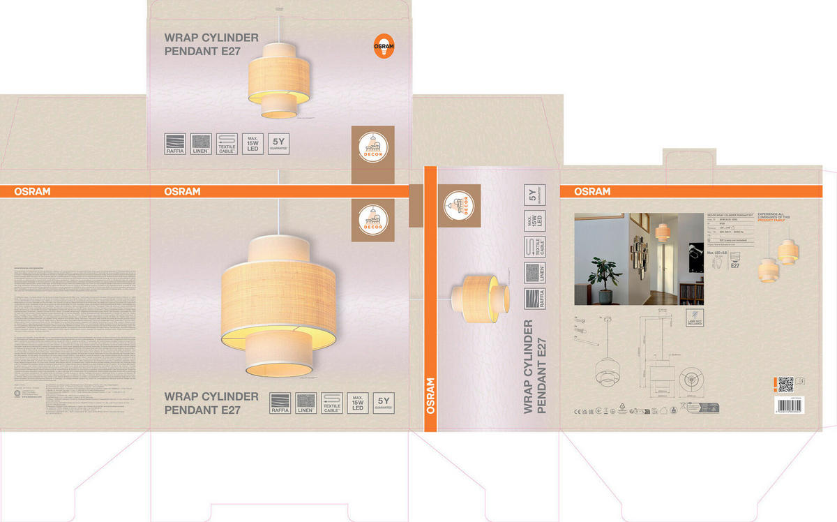 HÄNGELEUCHTE 35/142 cm  - Beige, Natur, Holz/Textil (35/142cm) - Osram