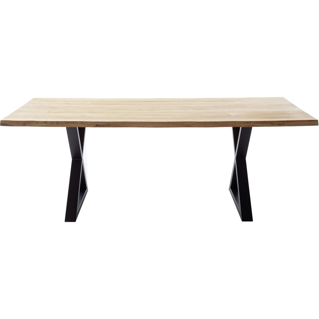 Thumbnail - Valdera Esstisch, Wildeiche, Holz, Wildeiche, massiv, rechteckig, eckig, X-Form, 100x76x220 cm, FSC 100%, in verschieden...