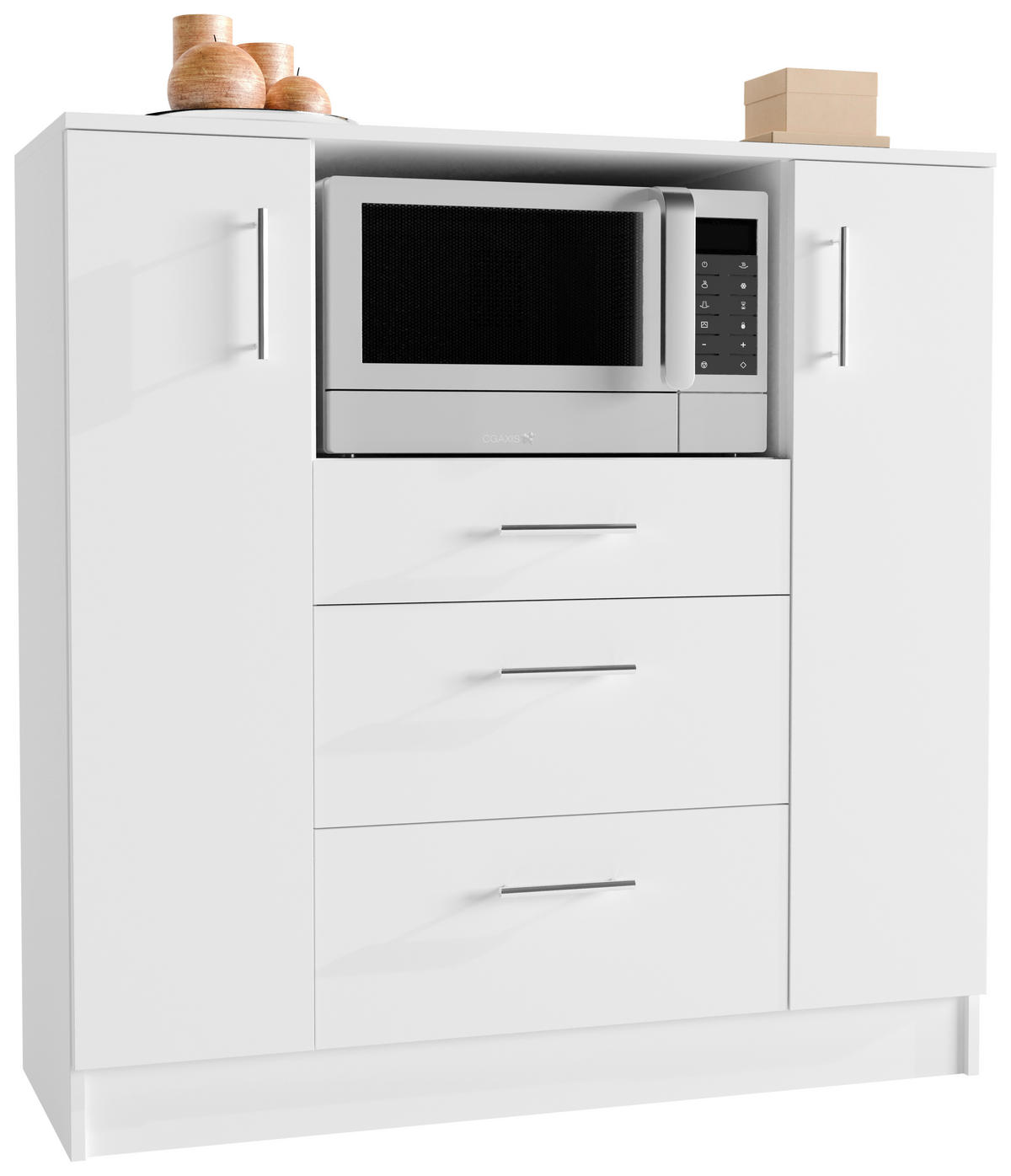 BUFFET 109/110/40 cm  in Weiß  - Alufarben/Weiß, Design, Holzwerkstoff/Metall (109/110/40cm) - MID.YOU