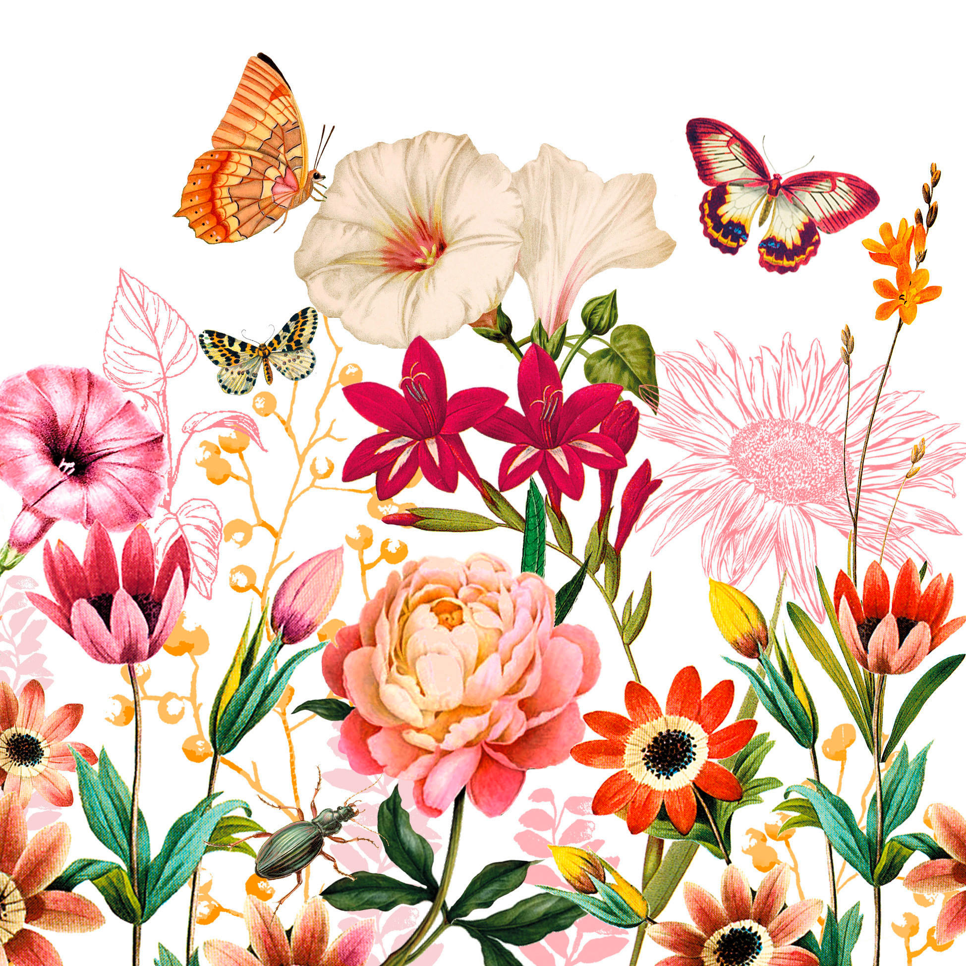 SERVIETTE  16,5/16,5 cm   - Multicolor, Basics, Papier (16,5/16,5cm) - PPD