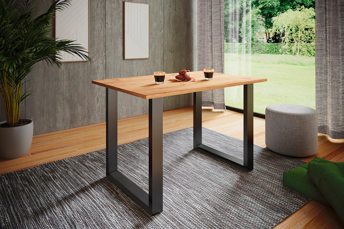 MATBORD i metall, trämaterial 140/80/76 cm   - honungsek/svart, Basics, metall/trämaterial (140/80/76cm) - MID.YOU