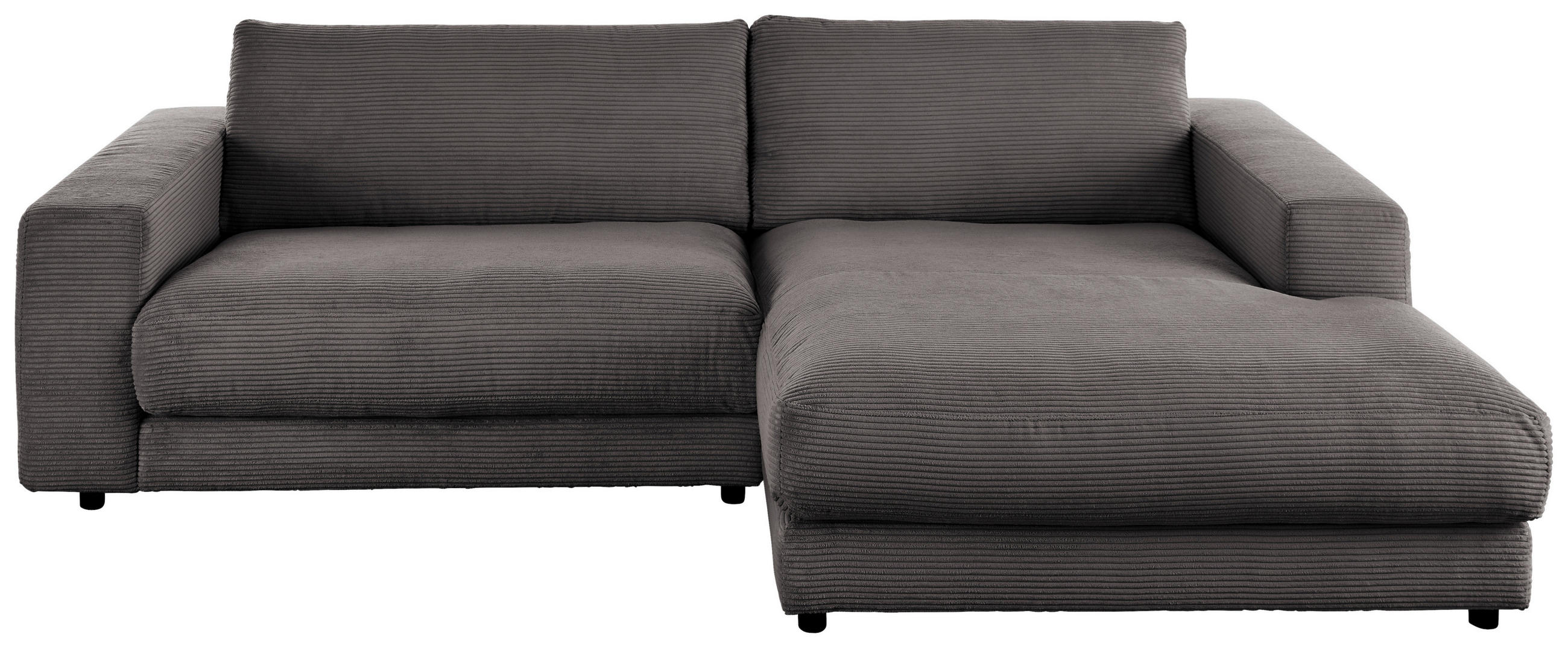 ECKSOFA in Cord Grau  - Schwarz/Grau, Design, Kunststoff/Textil (250/190cm) - Pure Home Lifestyle