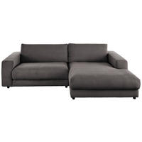 ECKSOFA in Cord Grau  - Schwarz/Grau, Design, Kunststoff/Textil (250/190cm) - Pure Home Lifestyle