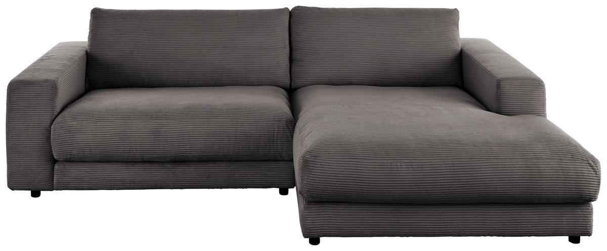 ECKSOFA in Cord Grau  - Schwarz/Grau, Design, Kunststoff/Textil (250/190cm) - Pure Home Lifestyle