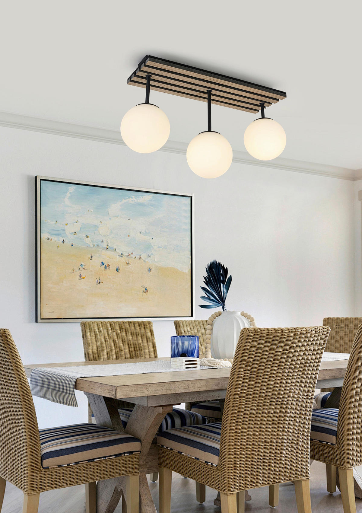 HÄNGELEUCHTE 60/18,5/35 cm   - Eichefarben/Schwarz, Trend, Glas/Holzwerkstoff (60/18,5/35cm) - Collet's Monde