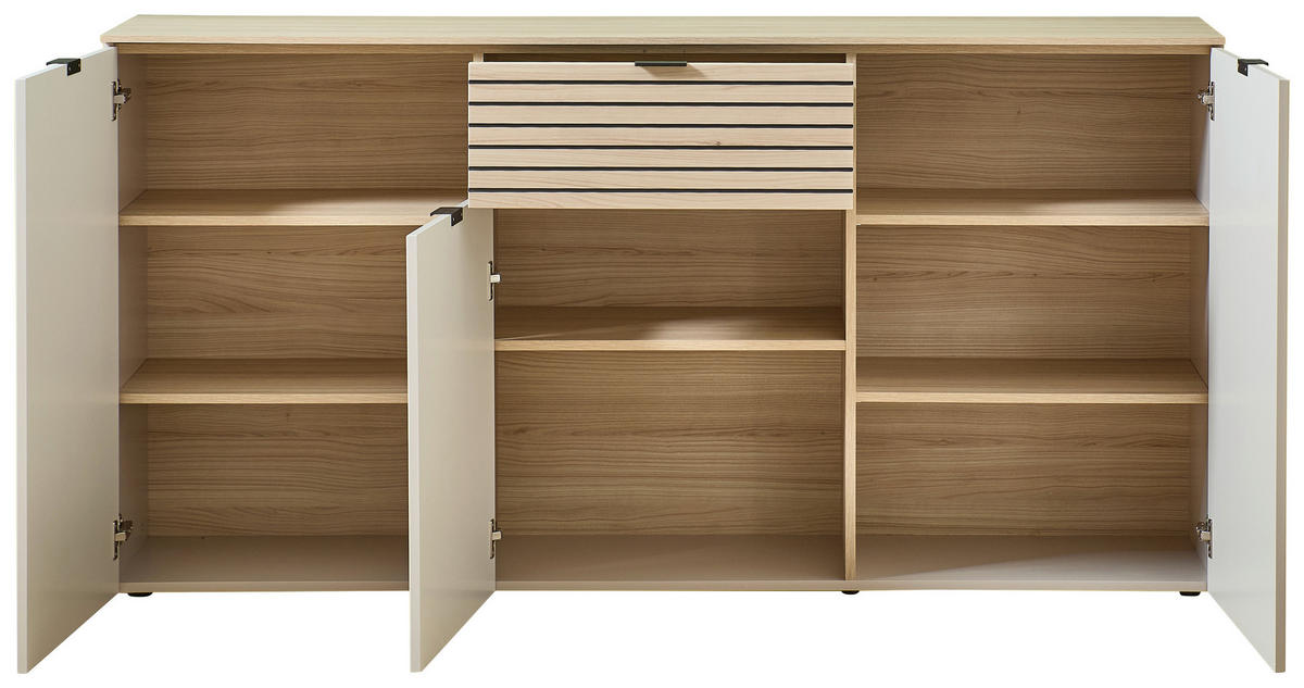 TÁLALÓSZEKRÉNY 180/90/45 cm  - fekete/kasmír, Modern, faalapú anyag/fém (180/90/45cm) - Hom`in