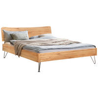 BETT 140/200 cm  in Buchefarben  - Buchefarben/Schwarz, Design, Holz/Metall (140/200cm) - Hasena