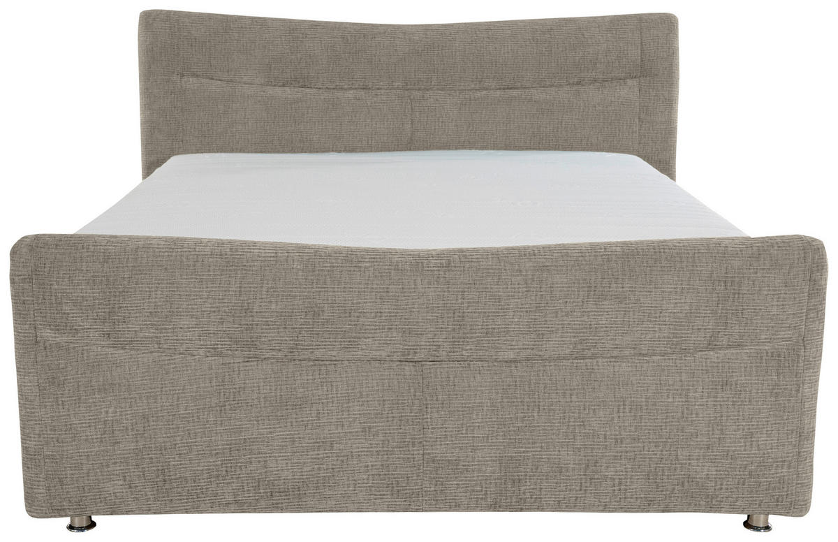BOXSPRINGBETT 160/200 cm  in Greige  - Chromfarben/Greige, Konventionell, Textil/Metall (160/200cm) - Esposa