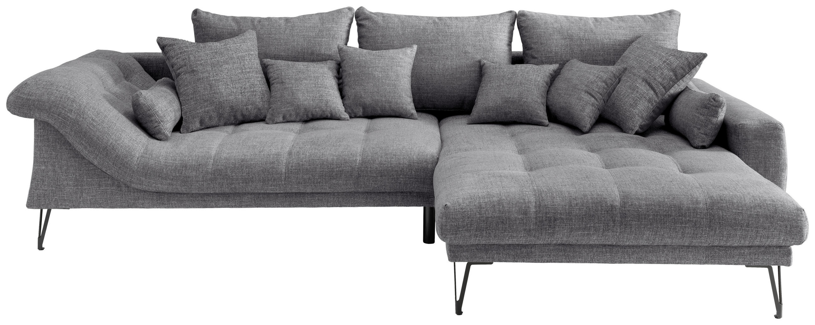 ECKSOFA in Mikrofaser Grau  310/192 cm  - Schwarz/Grau, KONVENTIONELL, Textil/Metall (310/192cm) - Livetastic