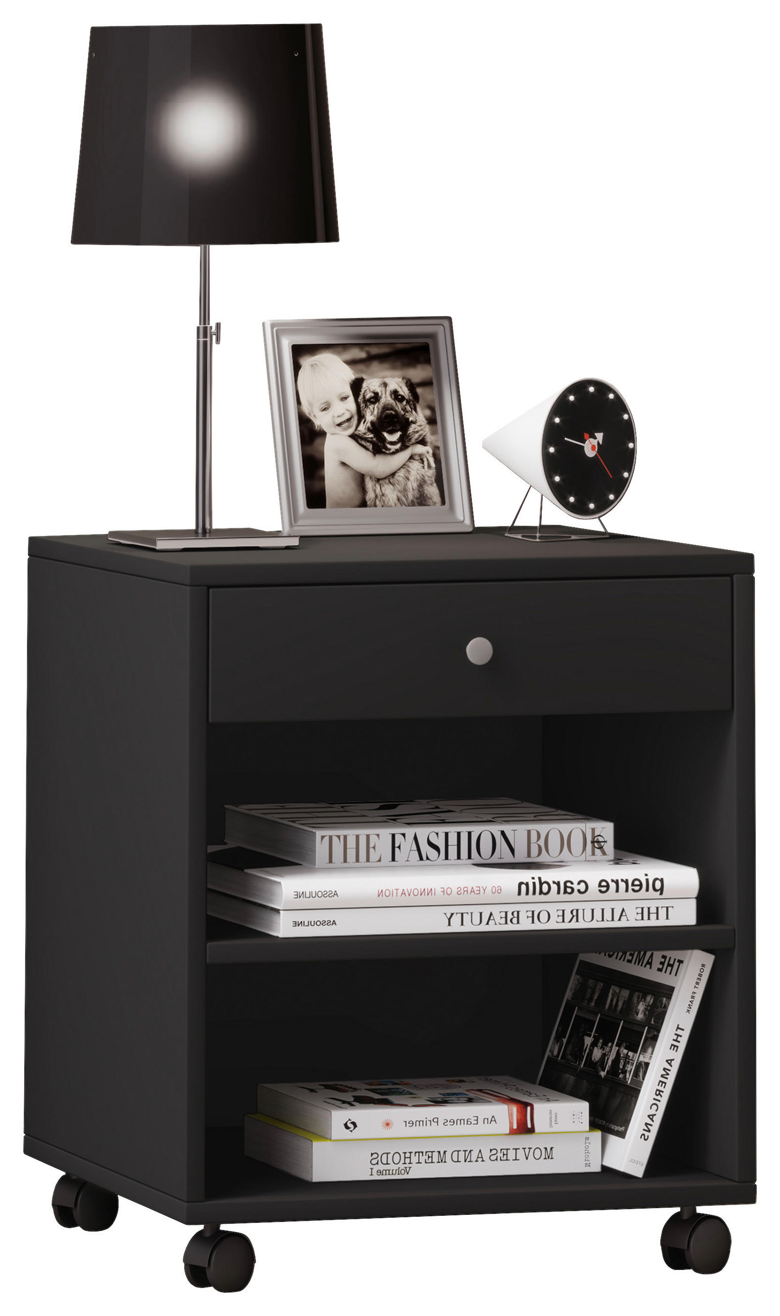 NACHTKÄSTCHEN 45/54/38 cm  in Schwarz  - Silberfarben/Schwarz, MODERN, Holzwerkstoff/Kunststoff (45/54/38cm) - MID.YOU