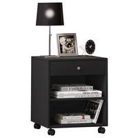 NACHTSCHRANK 45/54/38 cm  - Silberfarben/Schwarz, MODERN, Holzwerkstoff/Kunststoff (45/54/38cm) - MID.YOU