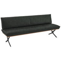SITZBANK 214/88/66 cm Echtleder Schwarz, Dunkelgrün Nussbaum furniert Metall  - Dunkelgrün/Schwarz, Design, Leder/Holz (214/88/66cm) - Koinor