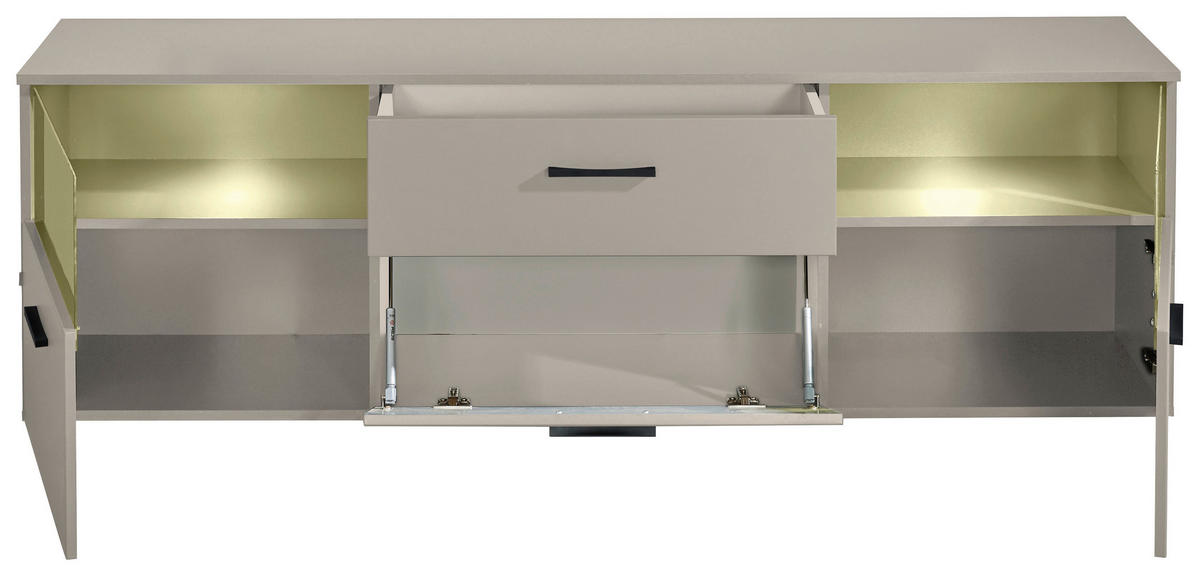 LOWBOARD  in 180/55/38 cm  - Kaschmir/Schwarz, Design, Glas/Holzwerkstoff (180/55/38cm) - MID.YOU