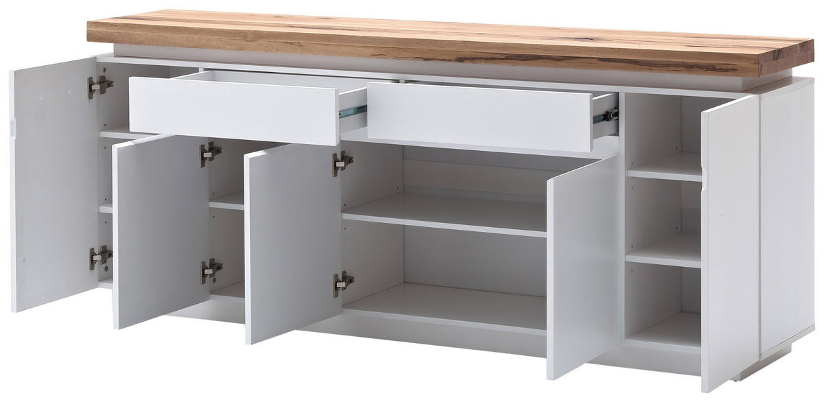 SIDEBOARD 200/81/40 cm  - vit/ekfärgad, Design, trämaterial/trä (200/81/40cm)