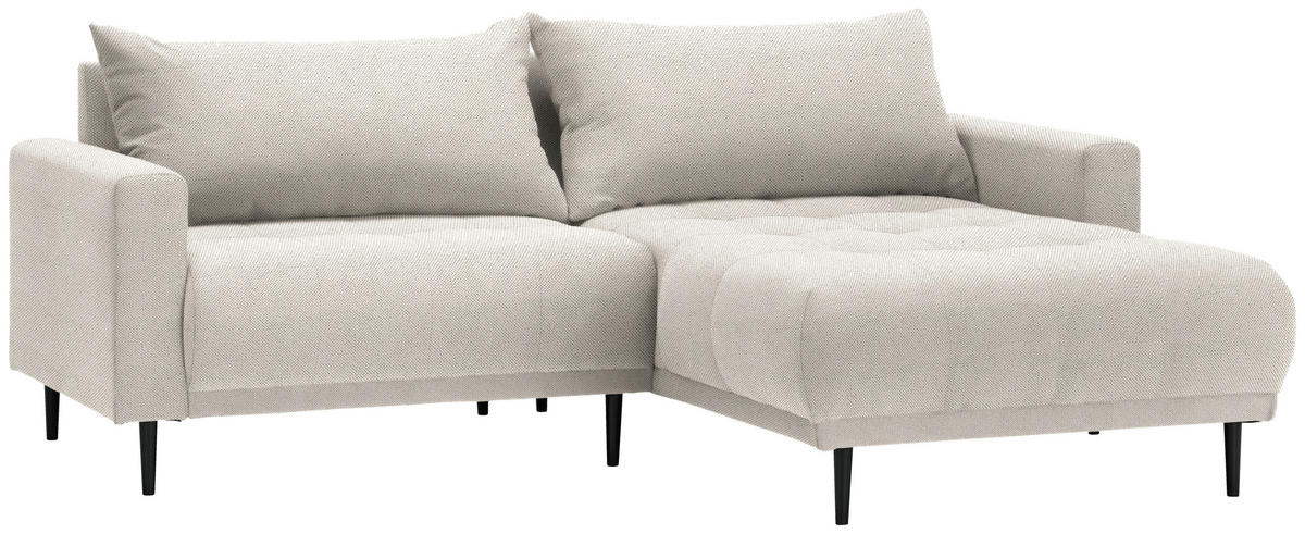 ECKSOFA in Flachgewebe Beige  160/215 cm  - Beige/Schwarz, Design, Holz/Textil (160/215cm) - Stylife