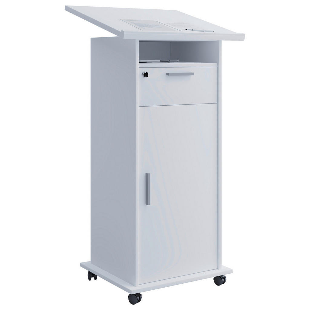 Stehpult Mit Stauraum B: 60 Cm H: 120 Cm Meeta, Weiß