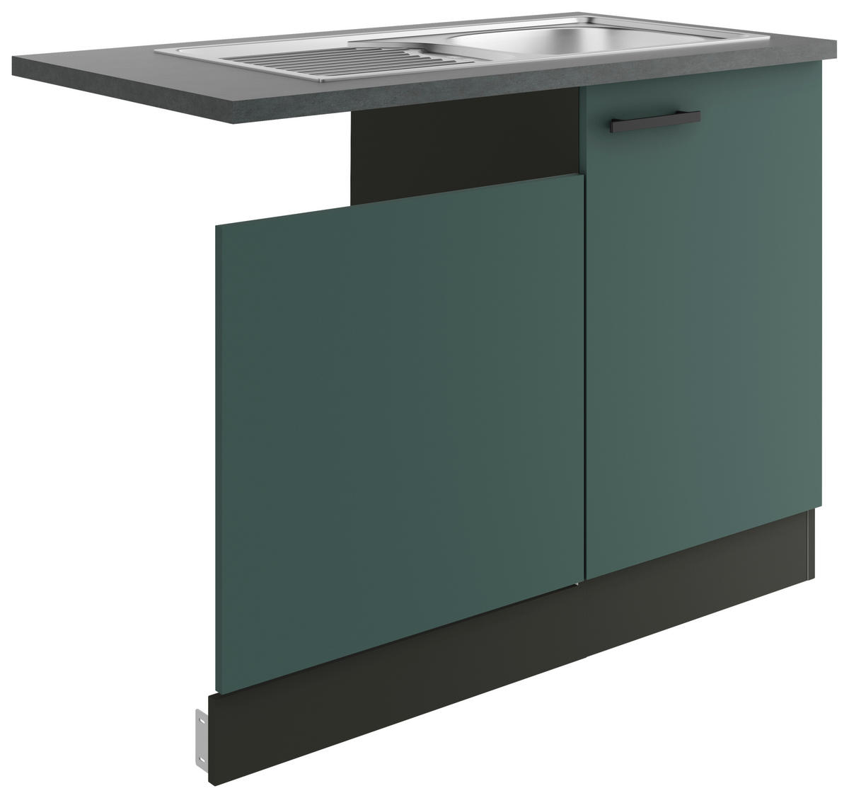 SPÜLENUNTERSCHRANK 110/84,8/60 cm  in Anthrazit, Dunkelgrün  - Dunkelgrün/Anthrazit, Basics, Holzwerkstoff/Metall (110/84,8/60cm) - Optifit
