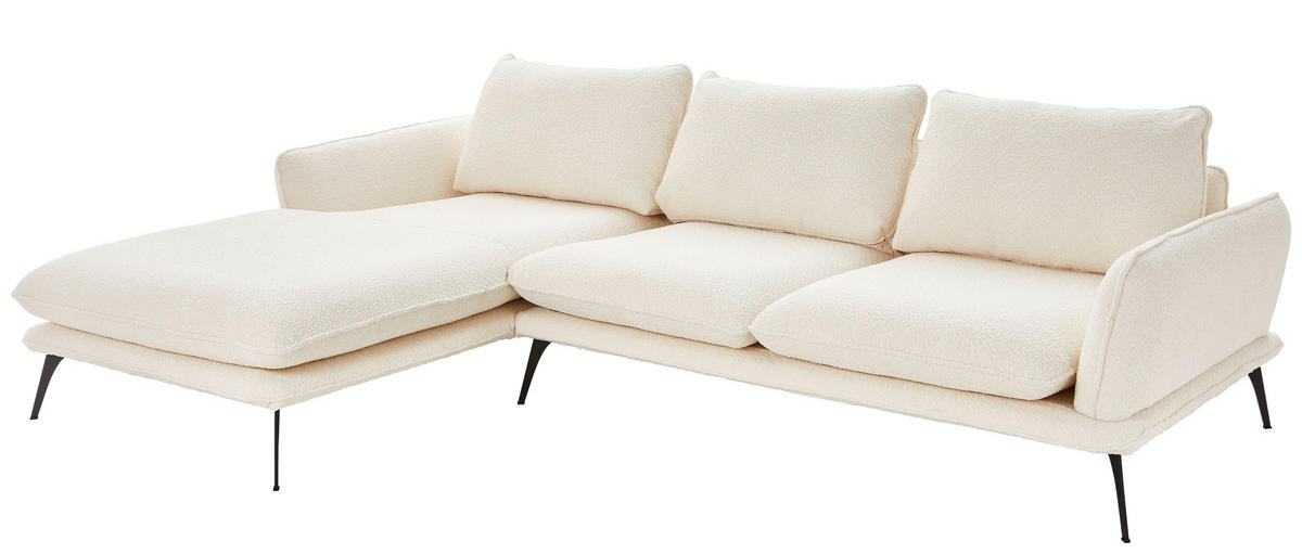 HÖRNSOFFA i bouclé cremefärgad  - svart/cremefärgad, Design, metall/textil (194/279cm) - Best Price