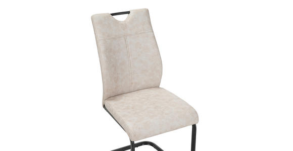 STUHL-SET 4 Stück  in Mikrofaser  - Beige/Schwarz, Design, Textil/Metall (43/97/57cm) - Xora