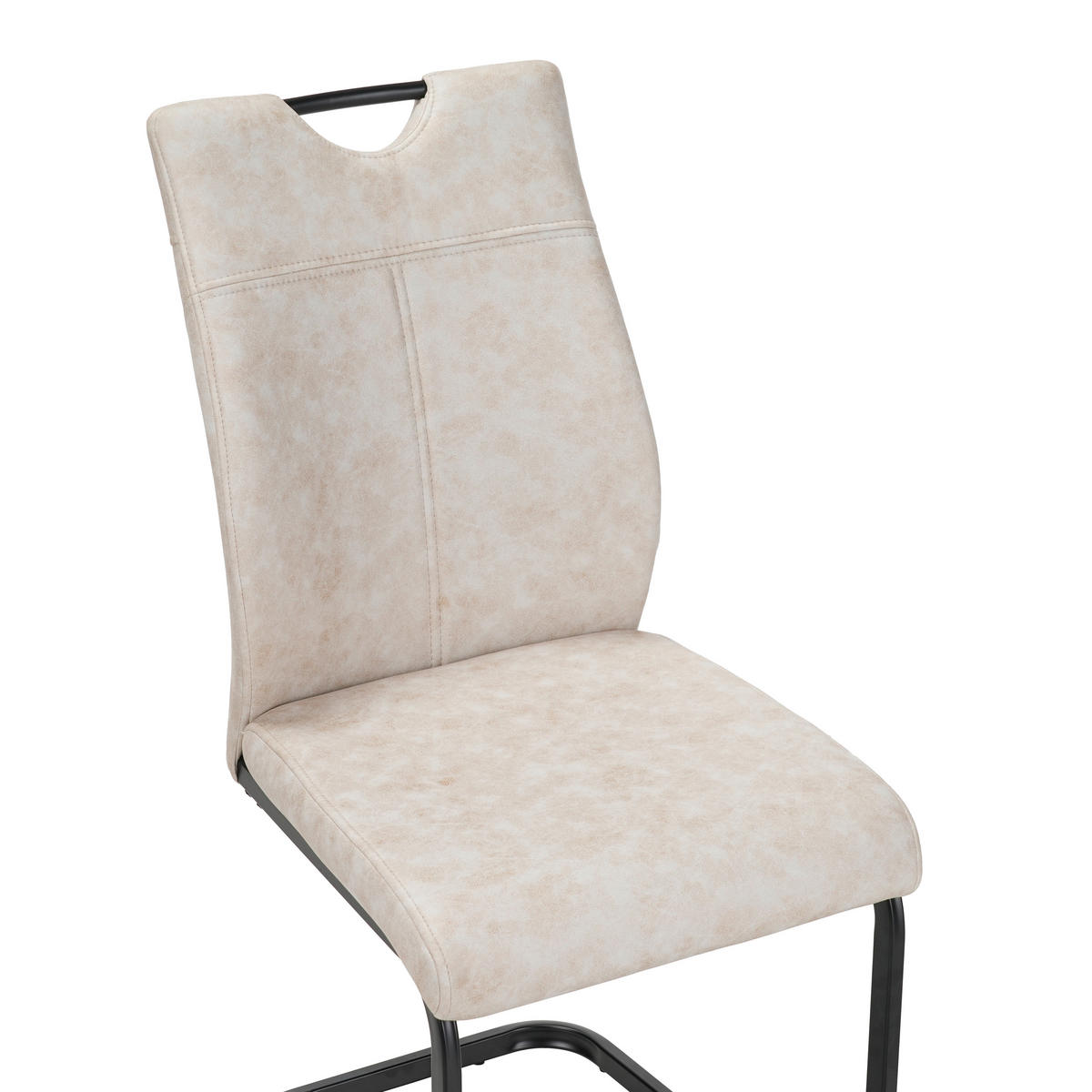 STUHL-SET 4 Stück  in Mikrofaser  - Beige/Schwarz, Design, Textil/Metall (43/97/57cm) - Xora