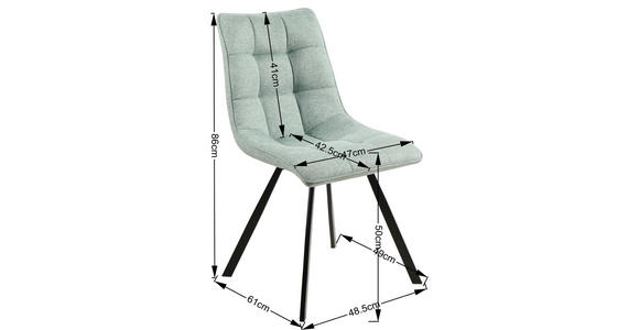 STUHL  Stoffauswahl Leinenoptik  - Schwarz/Grün, Design, Textil/Metall (47/61/86cm) - Xora