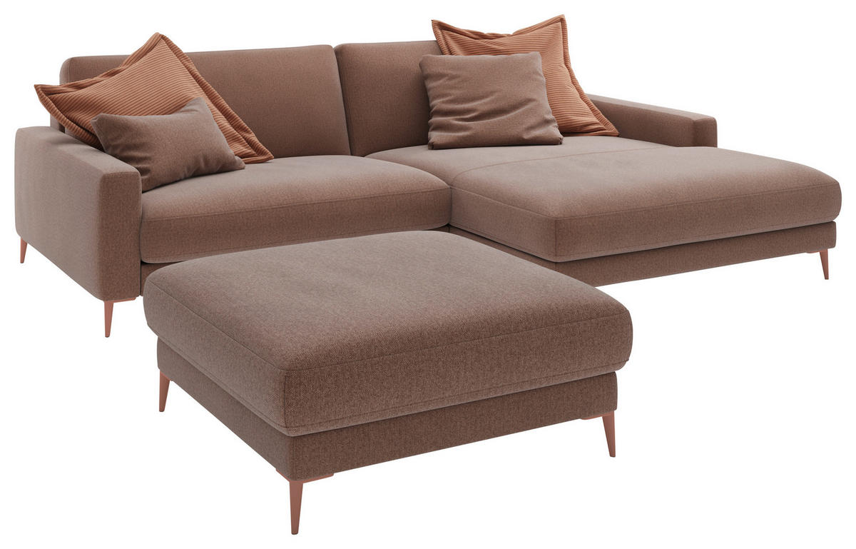 ECKSOFA  in Flachgewebe Hellrosa  272/190 cm  - Hellrosa/Rosa, Design, Textil/Metall (272/190cm) - Lomoco