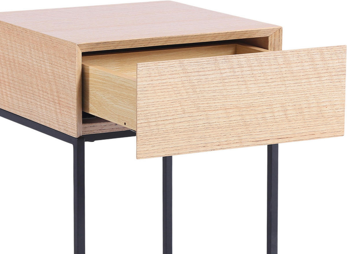 NACHTKÄSTCHEN in furniert Eiche Schwarz, Eichefarben  - Eichefarben/Schwarz, Basics, Holz/Holzwerkstoff (40/62/40cm) - Xora