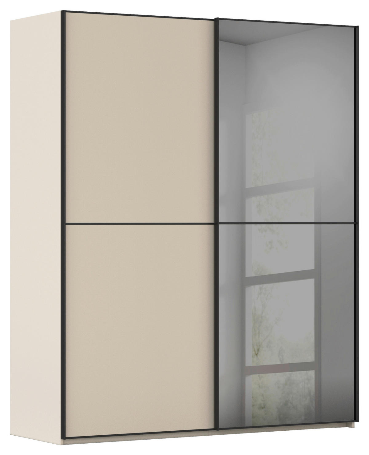 SCHWEBETÜRENSCHRANK 181/223/68 cm 2-türig Champagner, Schwarz  - Champagner/Schwarz, KONVENTIONELL, Glas/Holzwerkstoff (181/223/68cm) - Novel