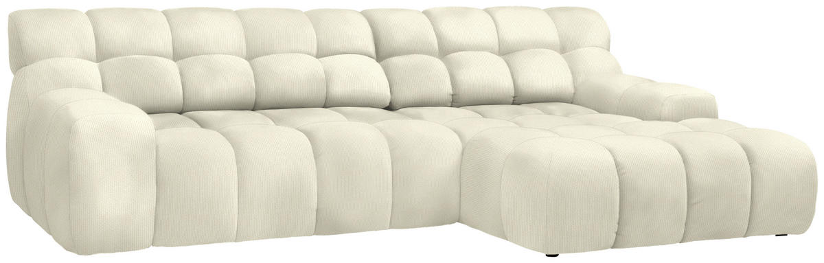 ECKSOFA in Webstoff Weiss  - Weiss/Schwarz, Modern, Kunststoff/Textil (297/180cm) - Welnova