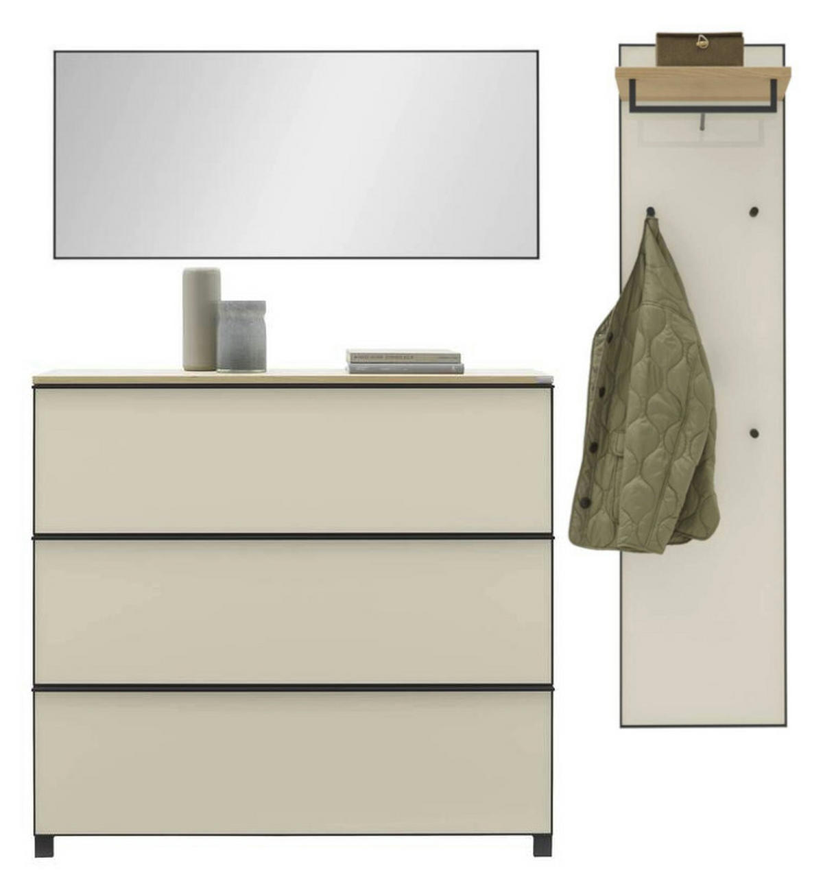 GARDEROBE 3-teilig  in 195/190/31 cm  - Eichefarben/Sahara, Design, Glas/Holz (195/190/31cm) - Dieter Knoll