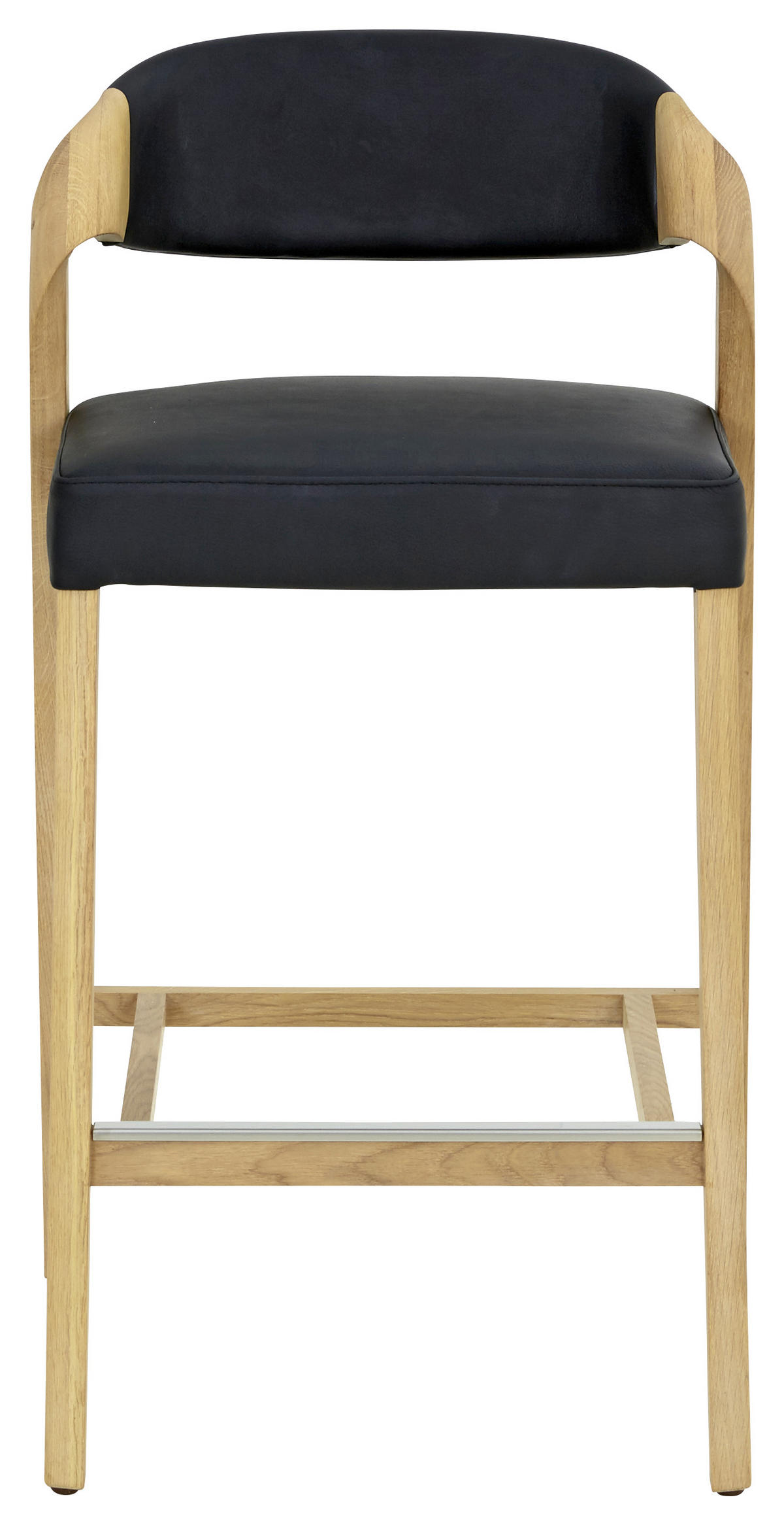 TRESENSTUHL Echtleder Schwarz, Eichefarben Eiche massiv Lederauswahl, Stoffauswahl  - Eichefarben/Schwarz, Natur, Leder/Holz (51/93/49cm) - Voglauer