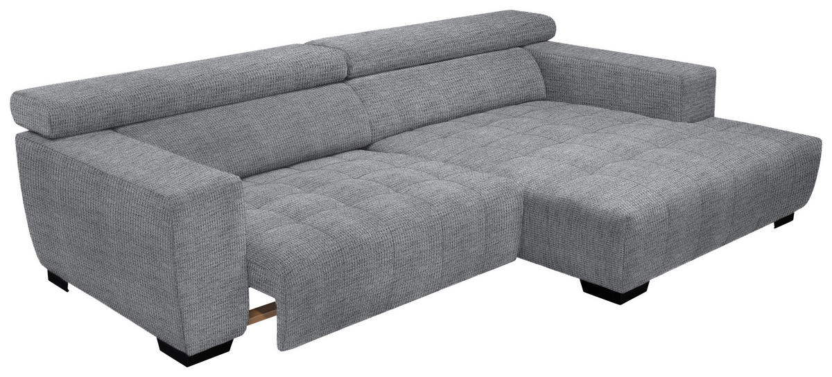 ECKSOFA in Webstoff Grau  - Schwarz/Grau, Konventionell, Textil/Metall (279/182cm) - Hom`in
