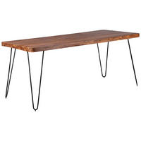 ESSTISCH Sheesham massiv rechteckig Sheeshamfarben  - Sheeshamfarben/Schwarz, Design, Holz/Metall (180/80/76cm) - MID.YOU