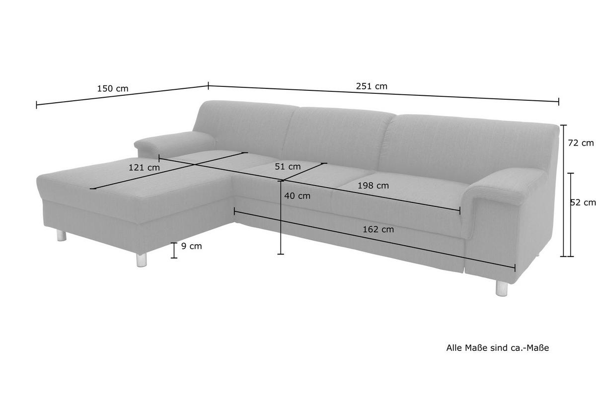 Measurements von MID.YOU ECKSOFA Schwarz Webstoff.