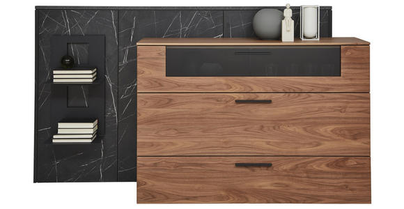 SIDEBOARD 198/109,9/47,2-55,2 cm - Schieferfarben/Anthrazit, Design, Glas/Holz (198/109,9/47,2-55,2cm) - Dieter Knoll