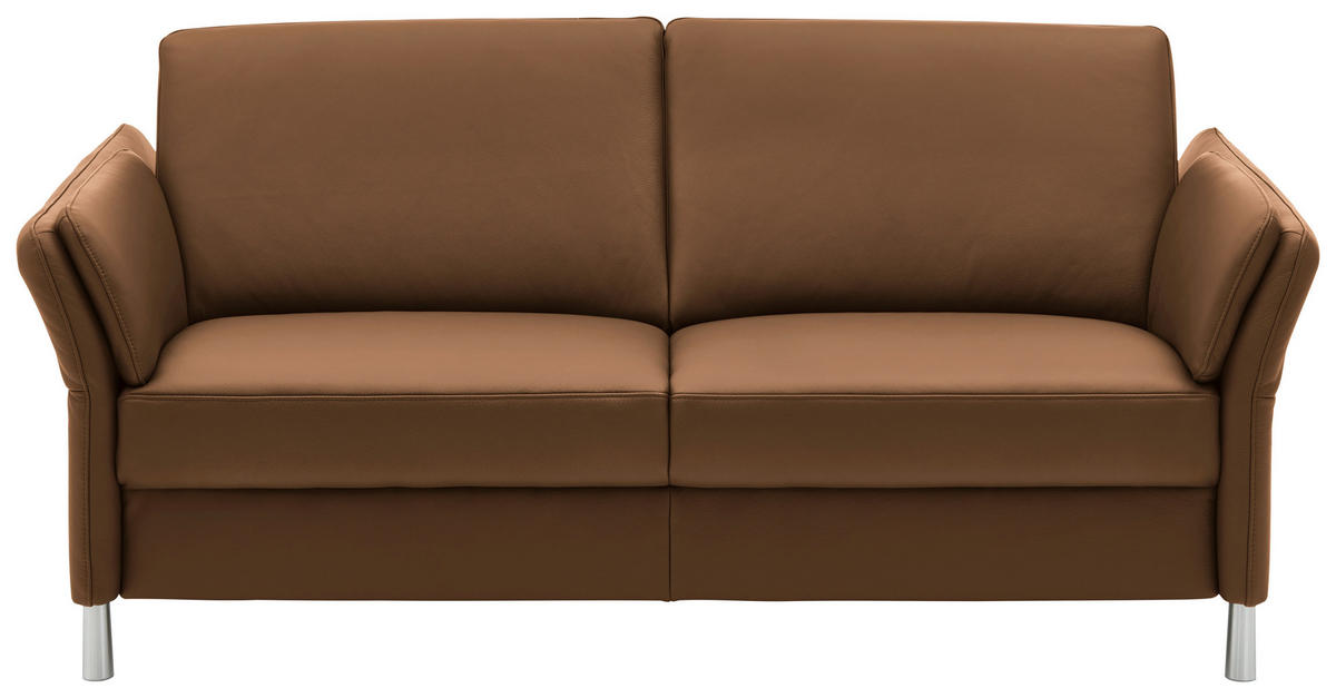 2,5-SITS SOFFA i äkta läder cognacfärgad  - aluminiumfärg/cognacfärgad, Design, metall/läder (164/82/99cm) - Dieter Knoll