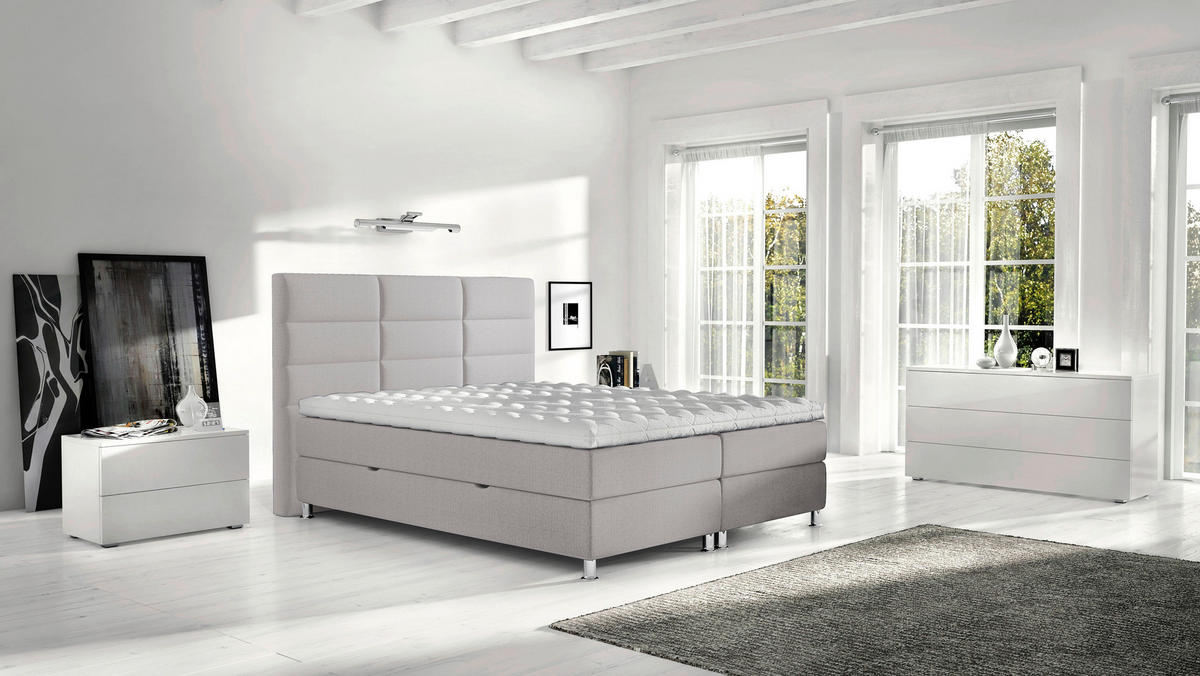 BOXBETT 140/200 cm  in Grau  - Chromfarben/Grau, KONVENTIONELL, Textil/Metall (140/200cm) - Carryhome
