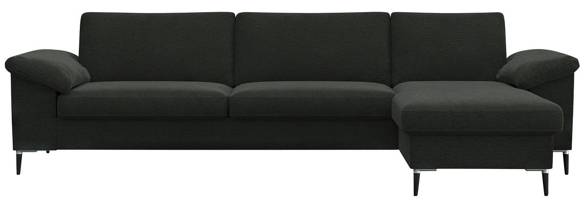 ECKSOFA Waldgrün Flachgewebe  - Waldgrün/Schwarz, Design, Textil/Metall (274/159cm) - Livetastic