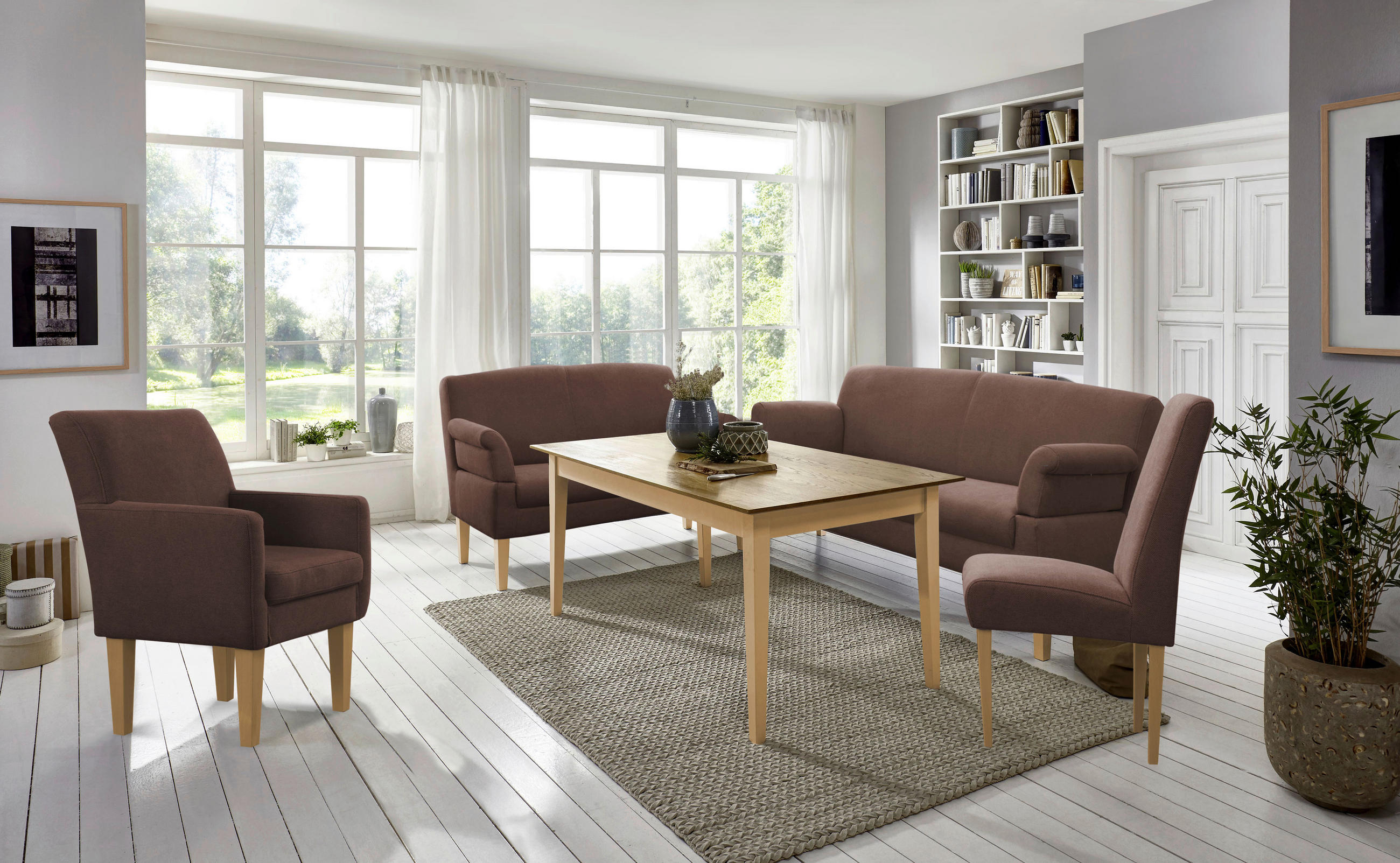 2-SITZER-SOFA Flachgewebe Braun  - Eichefarben/Braun, KONVENTIONELL, Holz/Textil (152/97/78cm) - Sit & More