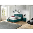 BOXSPRINGBETT 180/200 cm,  in Petrol, Matratze, H3 + H4 = fest + sehr fest  - Chromfarben/Petrol, KONVENTIONELL, Textil (180/200cm) - Dieter Knoll