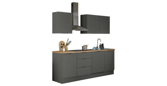 KÜCHENLEERBLOCK in Graphitfarben - Schwarz/Graphitfarben, Basics, Holzwerkstoff/Metall (220/211/60cm) - Xora