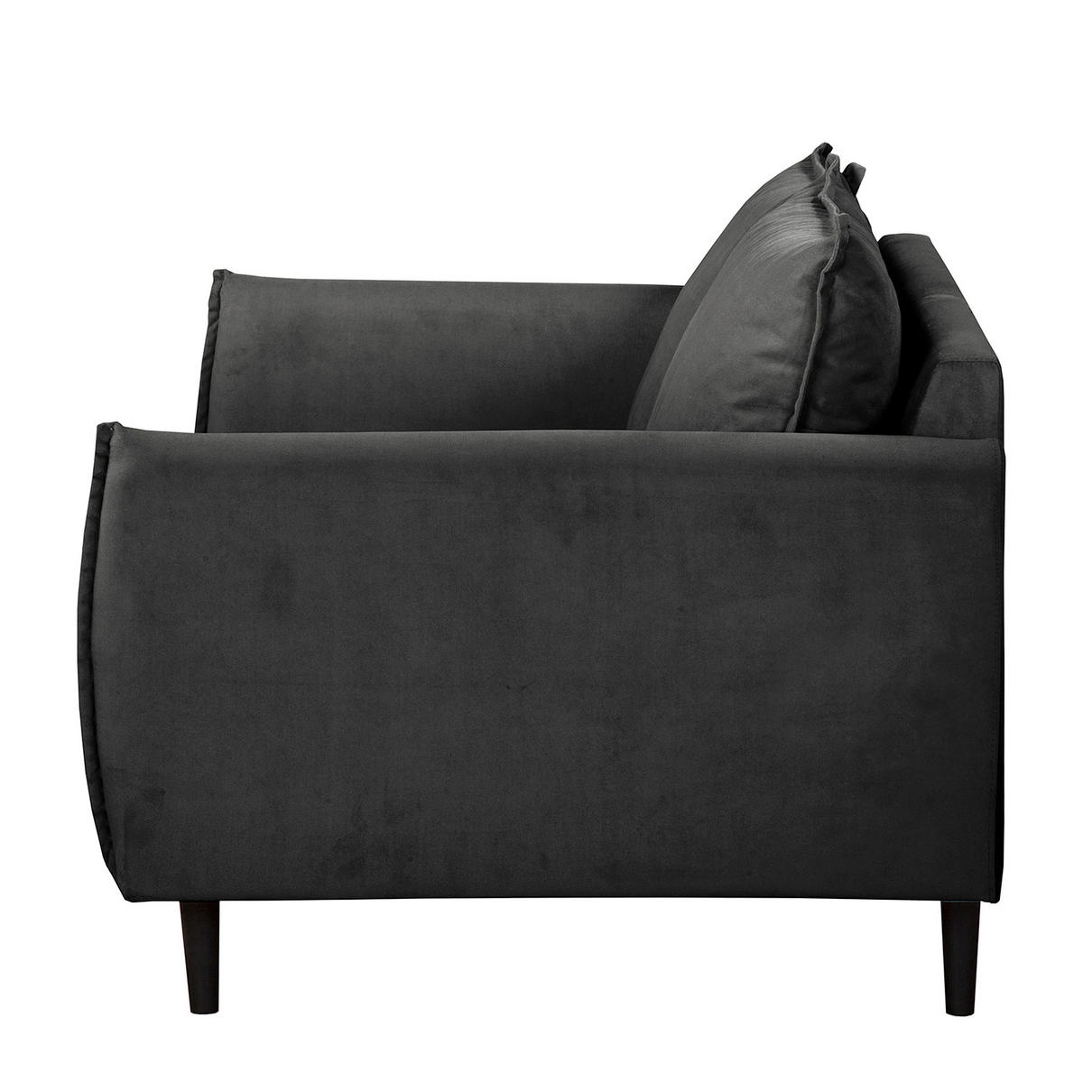 2-SITZER-SOFA Samt Schwarz  - Schwarz, Design, Holz/Textil (138/86/100cm) - P & B
