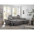 ECKSOFA  in Mikrovelours Hellgrau  - Hellgrau/Schwarz, KONVENTIONELL, Kunststoff/Textil (275/170cm) - Carryhome