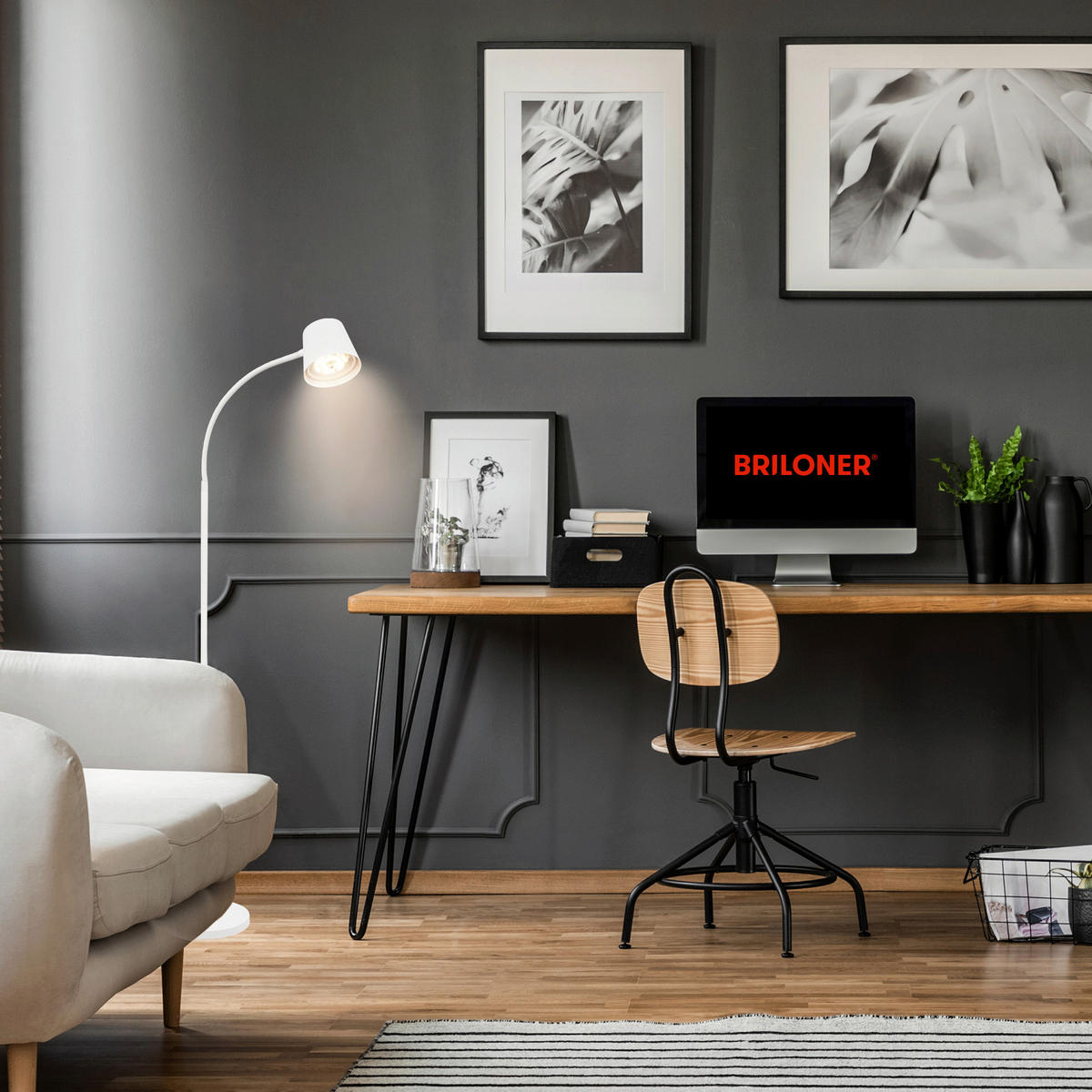 AKKU-STEHLEUCHTE 42/126,50 cm    - Weiß, Design, Kunststoff/Metall (42/126,50cm)