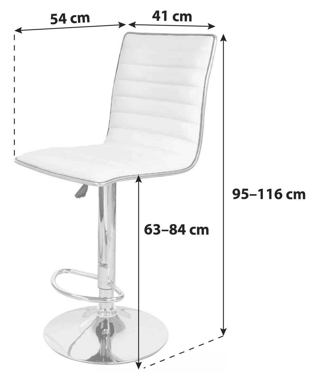 BARHOCKER-SET Silberfarben, Weiß Sitzfläche 360° drehbar, abwischbar  - Silberfarben/Weiß, Design, Holz/Textil (54/116/41cm) - Kayoom