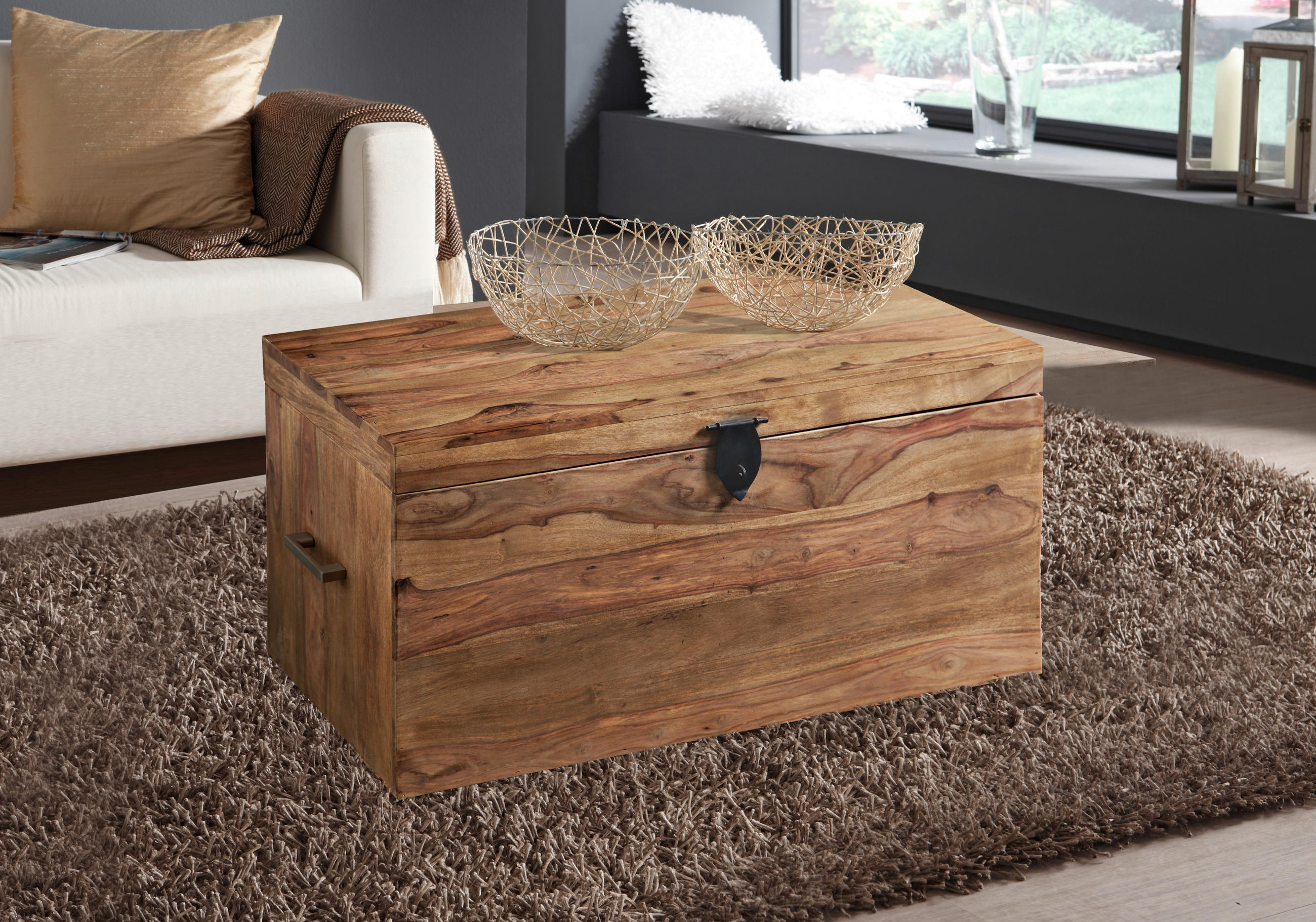 TRUHE Holz Sheesham Hartholz  - Hellbraun/Naturfarben, Natur, Holz (80/40/40cm) - Landscape