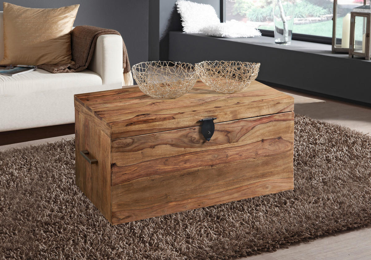 TRUHE Holz Sheesham Hartholz  - Hellbraun/Naturfarben, Natur, Holz (80/40/40cm) - Landscape
